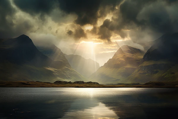 Majestic Mountain Solitude with Celestial Spotlight