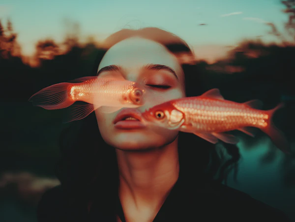 Surreal Woman & Goldfish