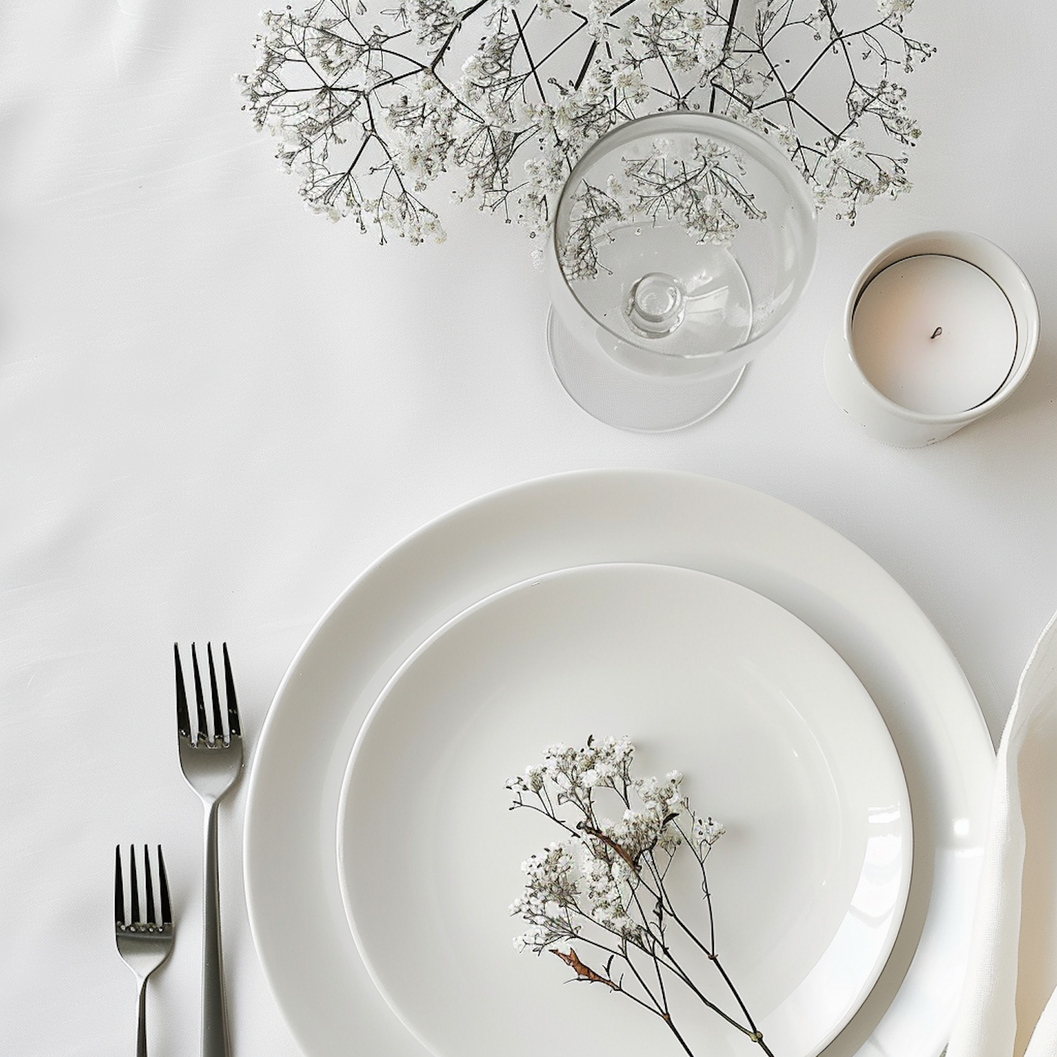 Elegant White Table Setting