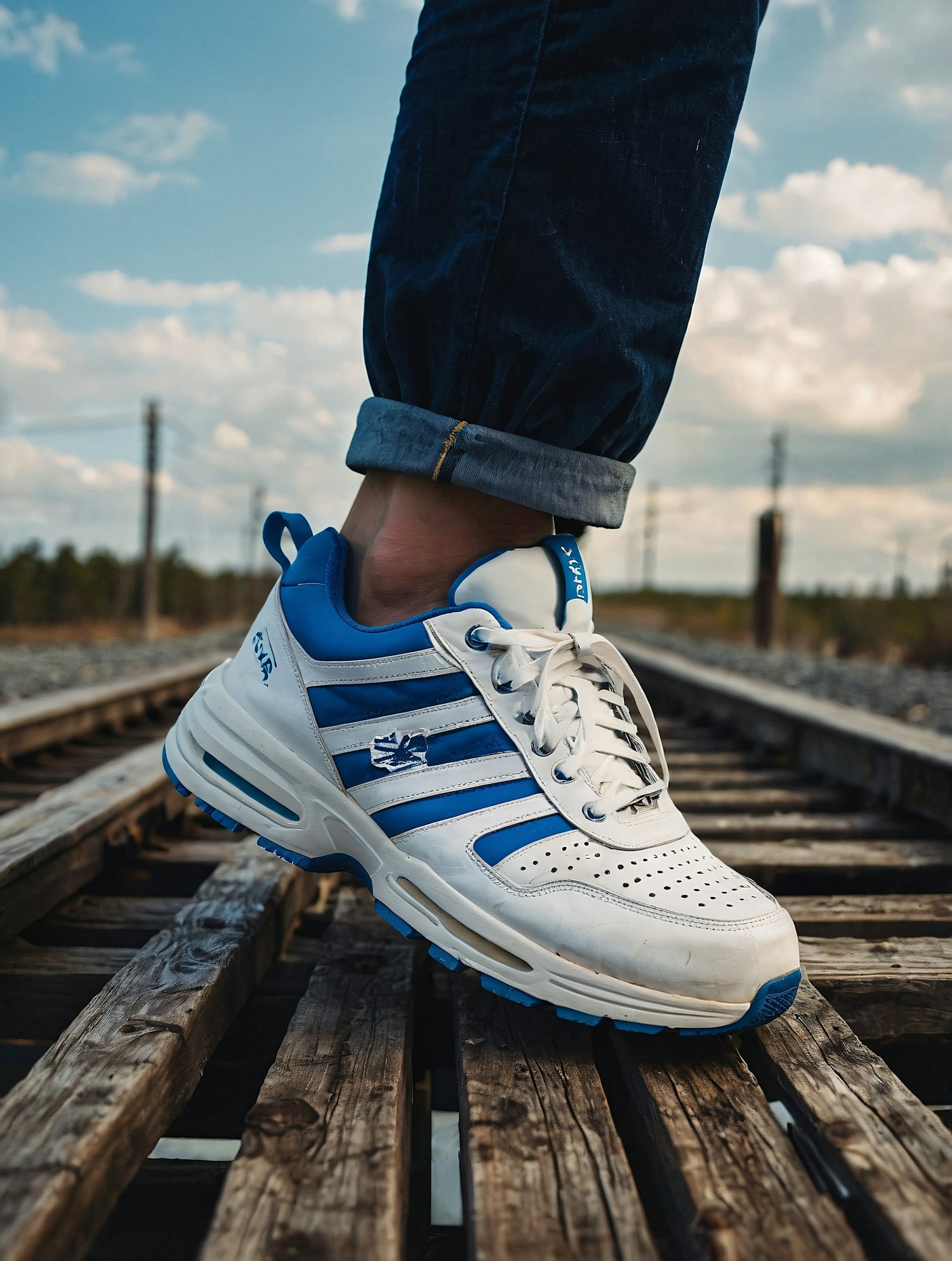 Sneaker on Railway Track