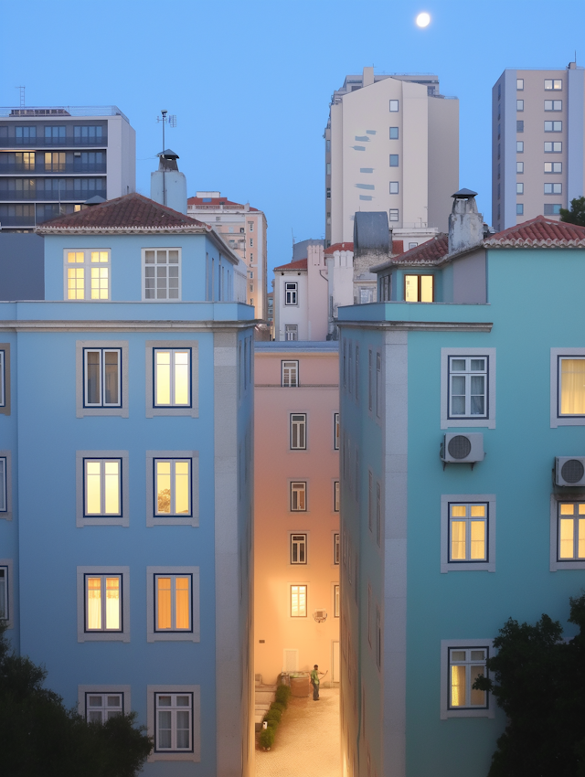 Serene Urban Scene at Dusk