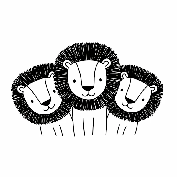 Cartoon Lions Trio