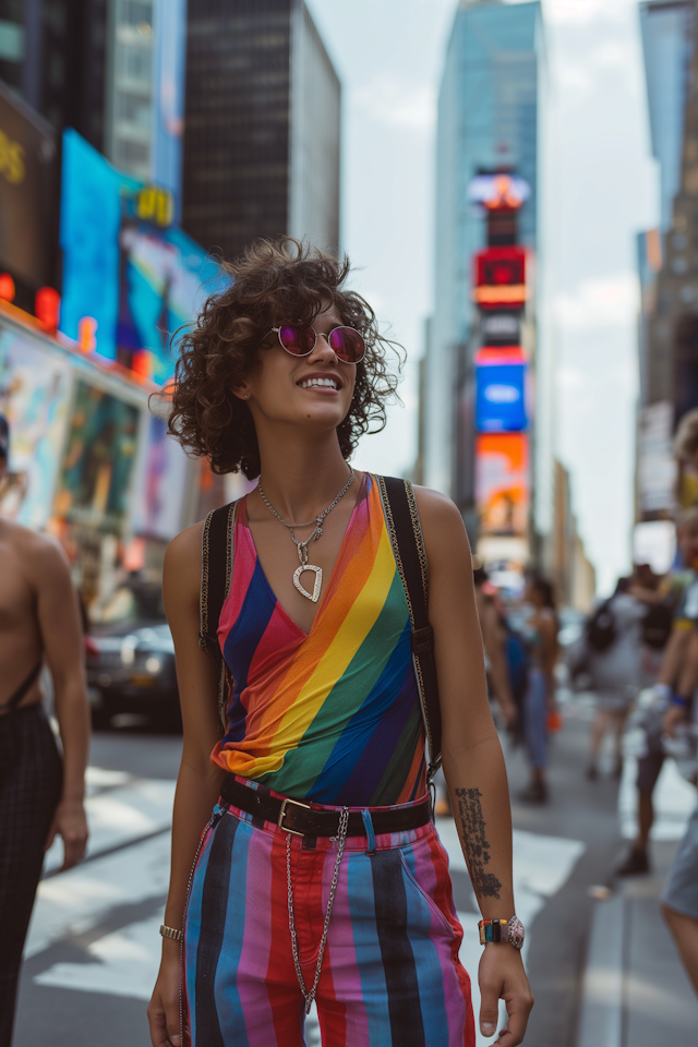 Fashionable Woman Walking in City