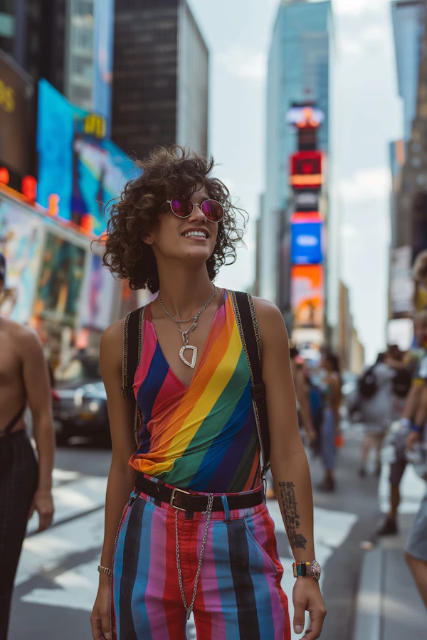 Fashionable Woman Walking in City