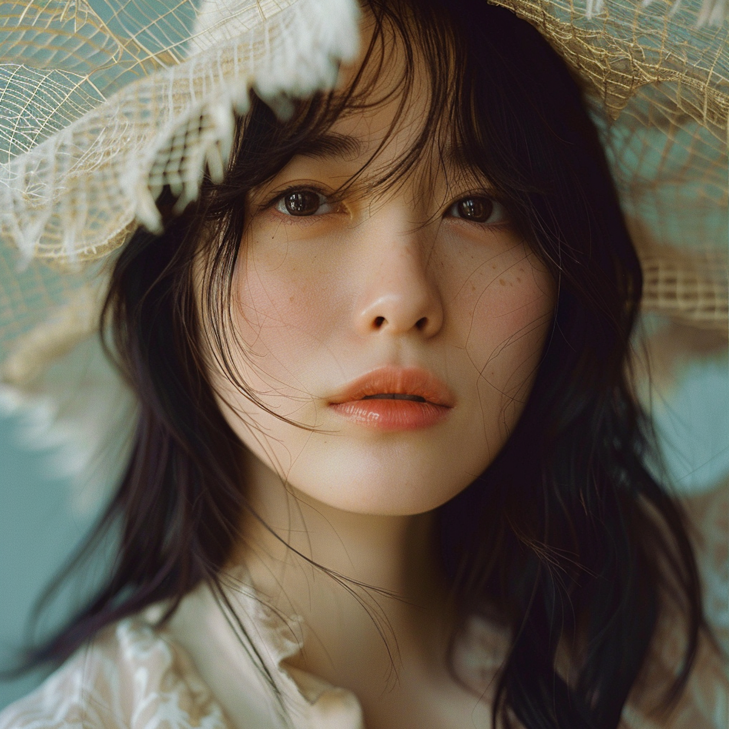 Portrait of a Young Woman with Intricate Hat