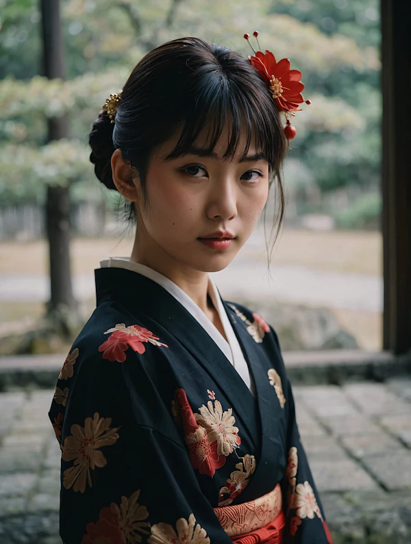 Woman in Traditional Kimono