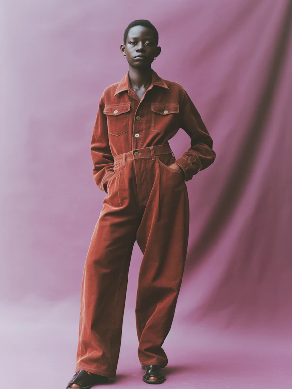 Stylish Individual in Textured Jumpsuit