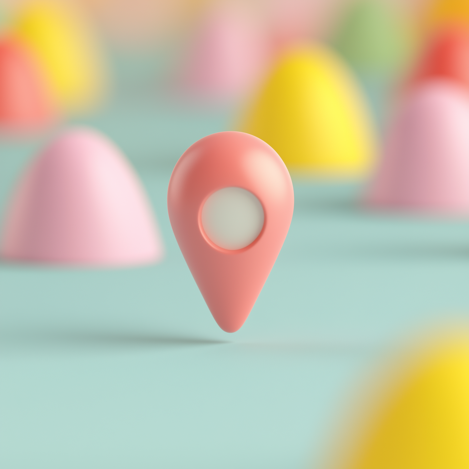 Colorful Map Pin Icons on Pastel Background