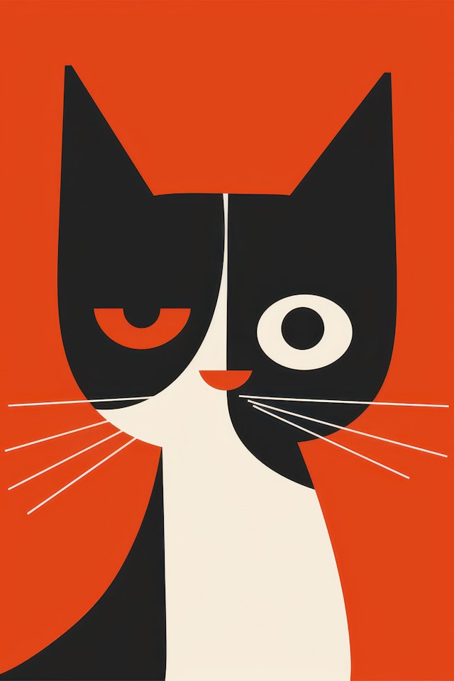 Stylized Geometric Cat Illustration