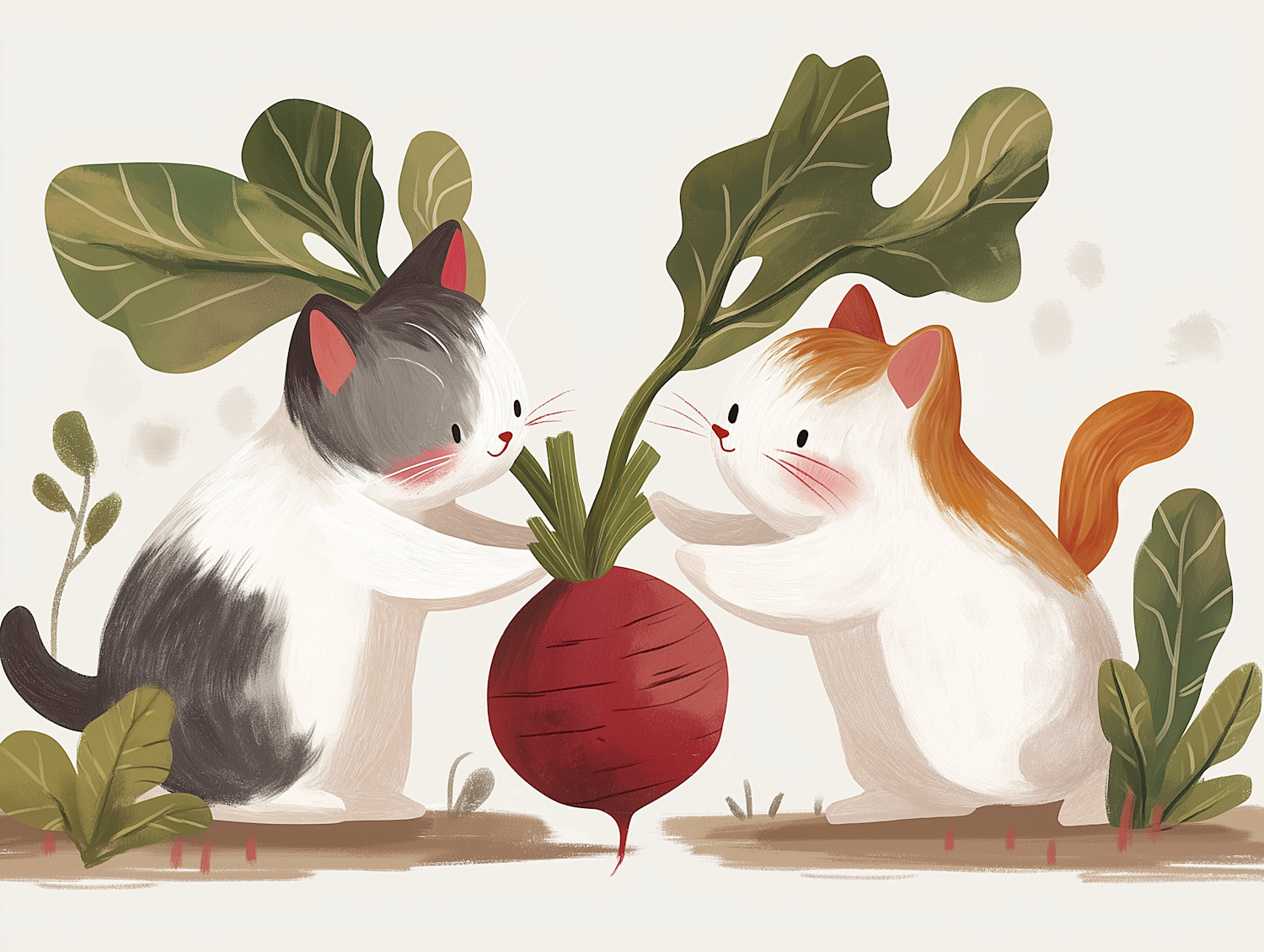 Playful Cats with Beet