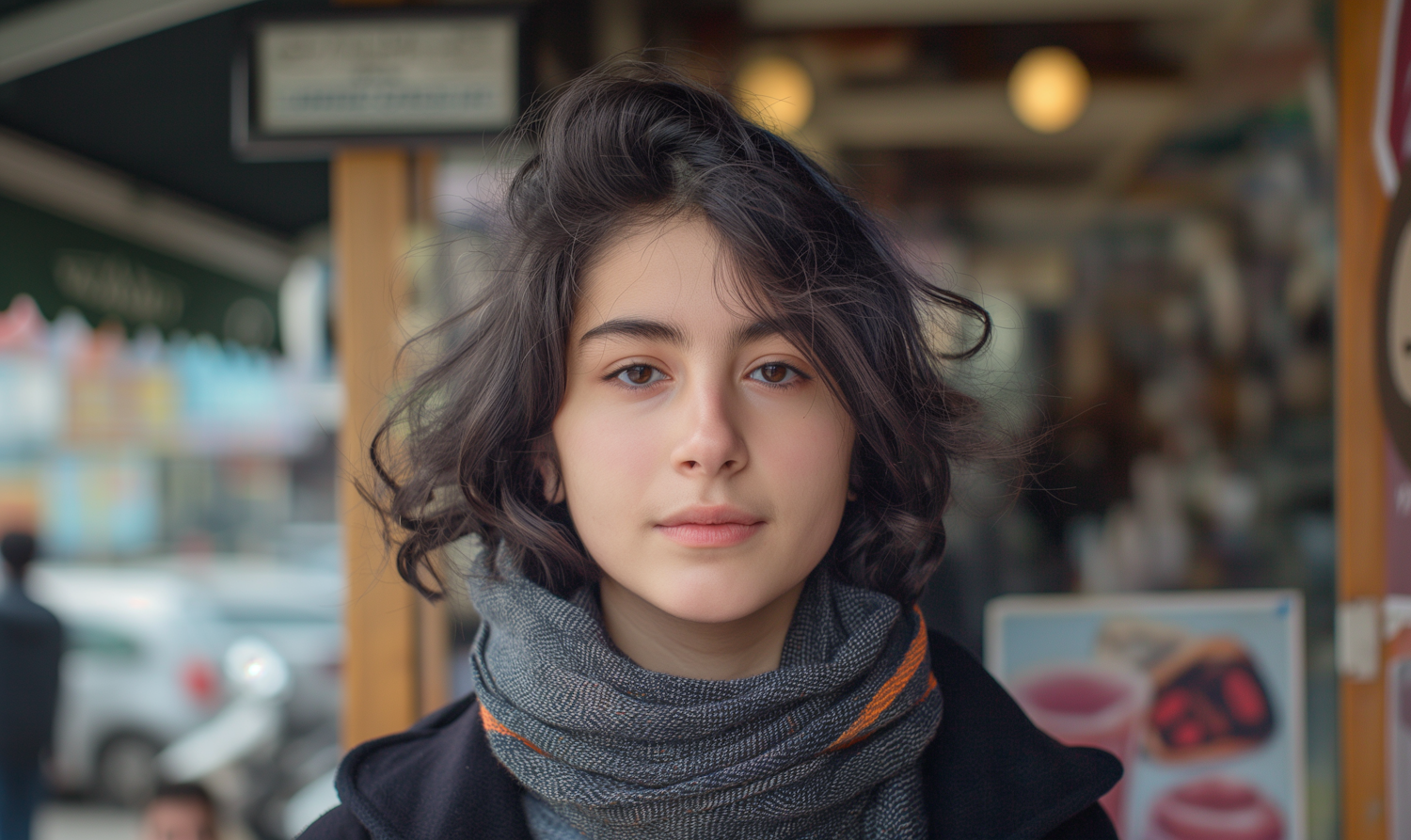 Contemplative Young Woman in Urban Setting