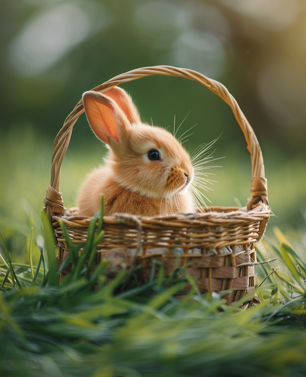 Fluffy Bunny in Basket