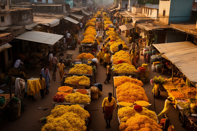 Golden Hour at the Marigold Flower Market