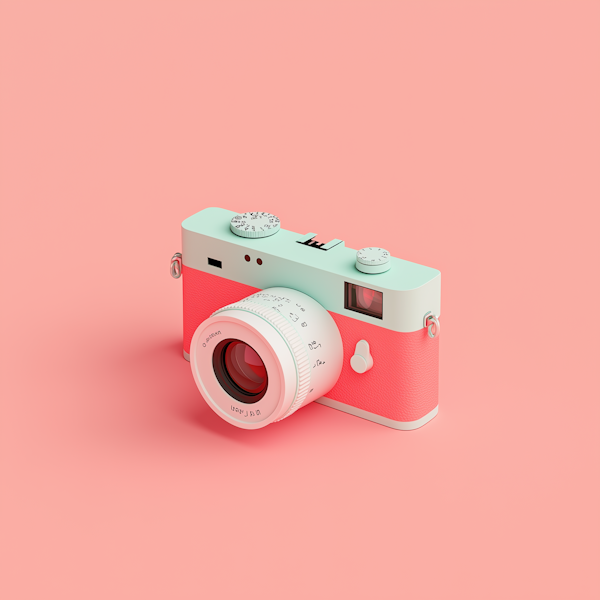 Stylized Vintage Camera in Pastel Colors