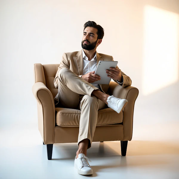 Man in Beige Suit