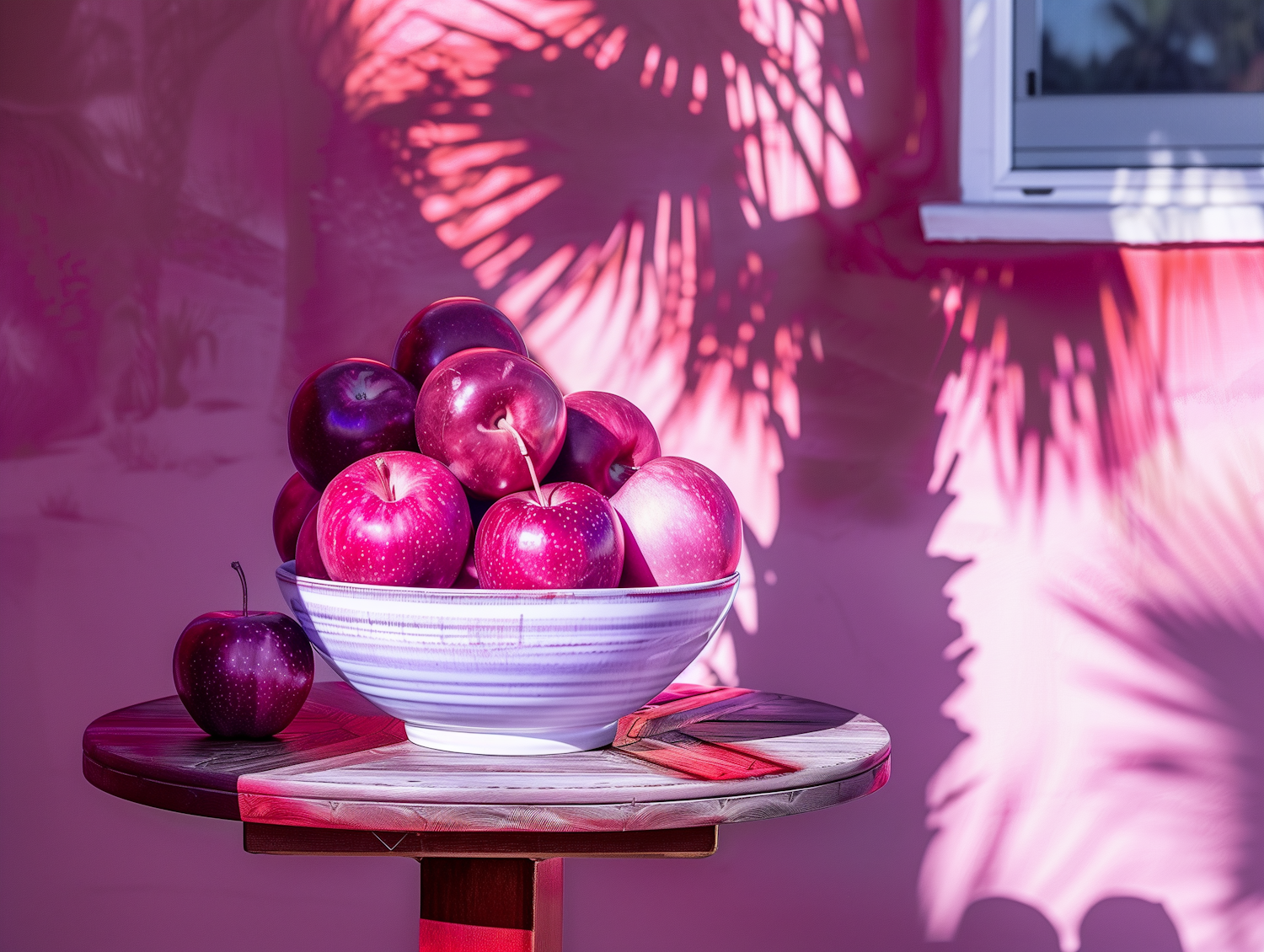 Magenta Apples with Palm Shadow