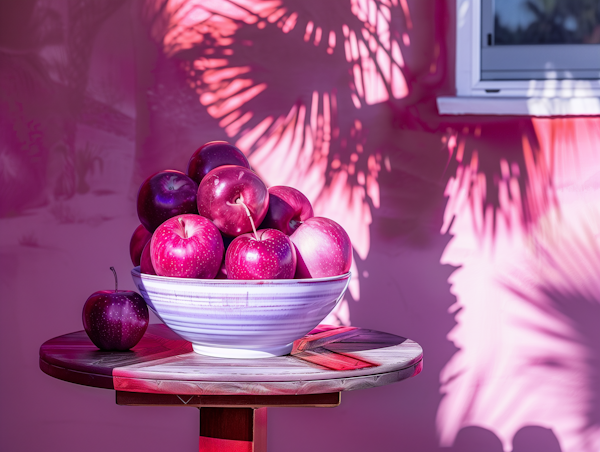 Magenta Apples with Palm Shadow