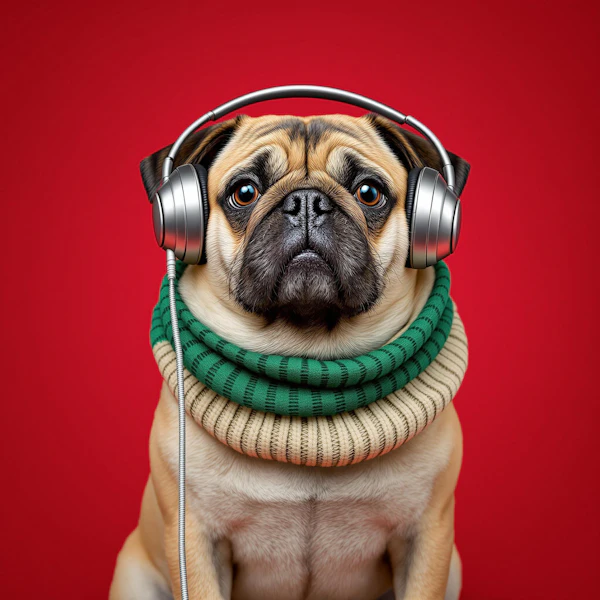 Pug with Headphones