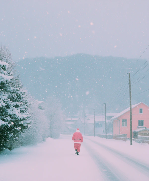 Santa in Winter Scene