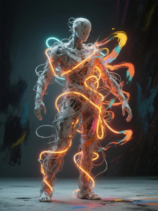 Neon Entwined Figure
