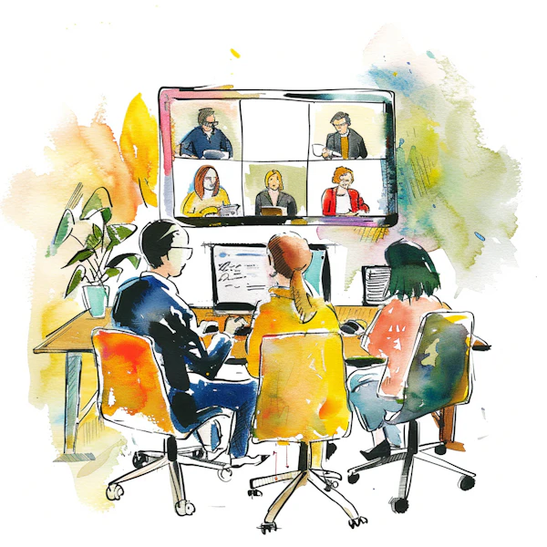 Hybrid Work Meeting Art