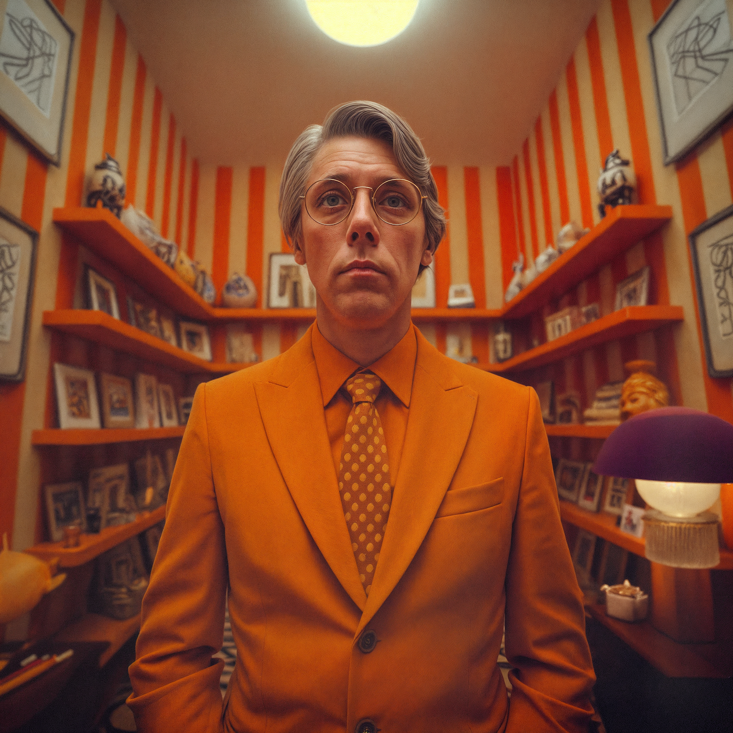 Man in Orange-Themed Room