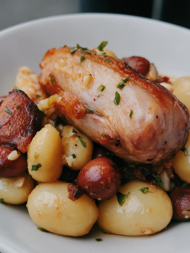 Roasted Meat with Gnocchi and Vegetables