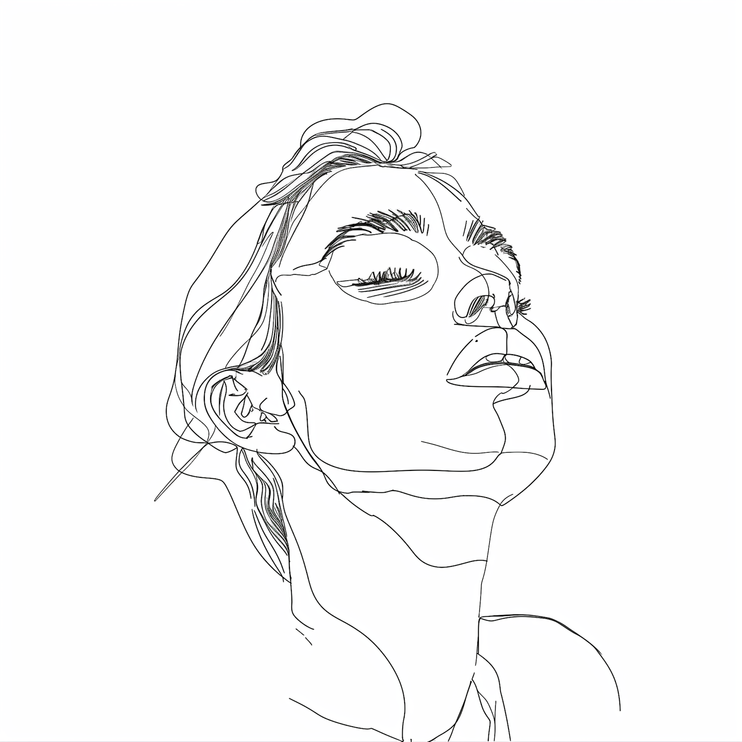 Minimalist Line Drawing of a Human Face