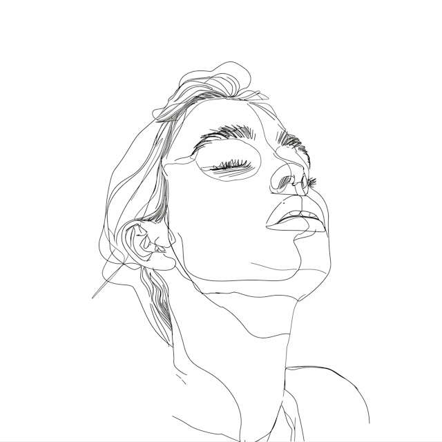 Minimalist Line Drawing of a Human Face