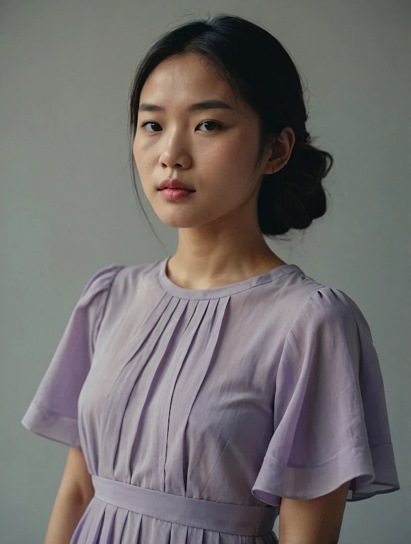 Portrait of a Young Woman in Purple Dress