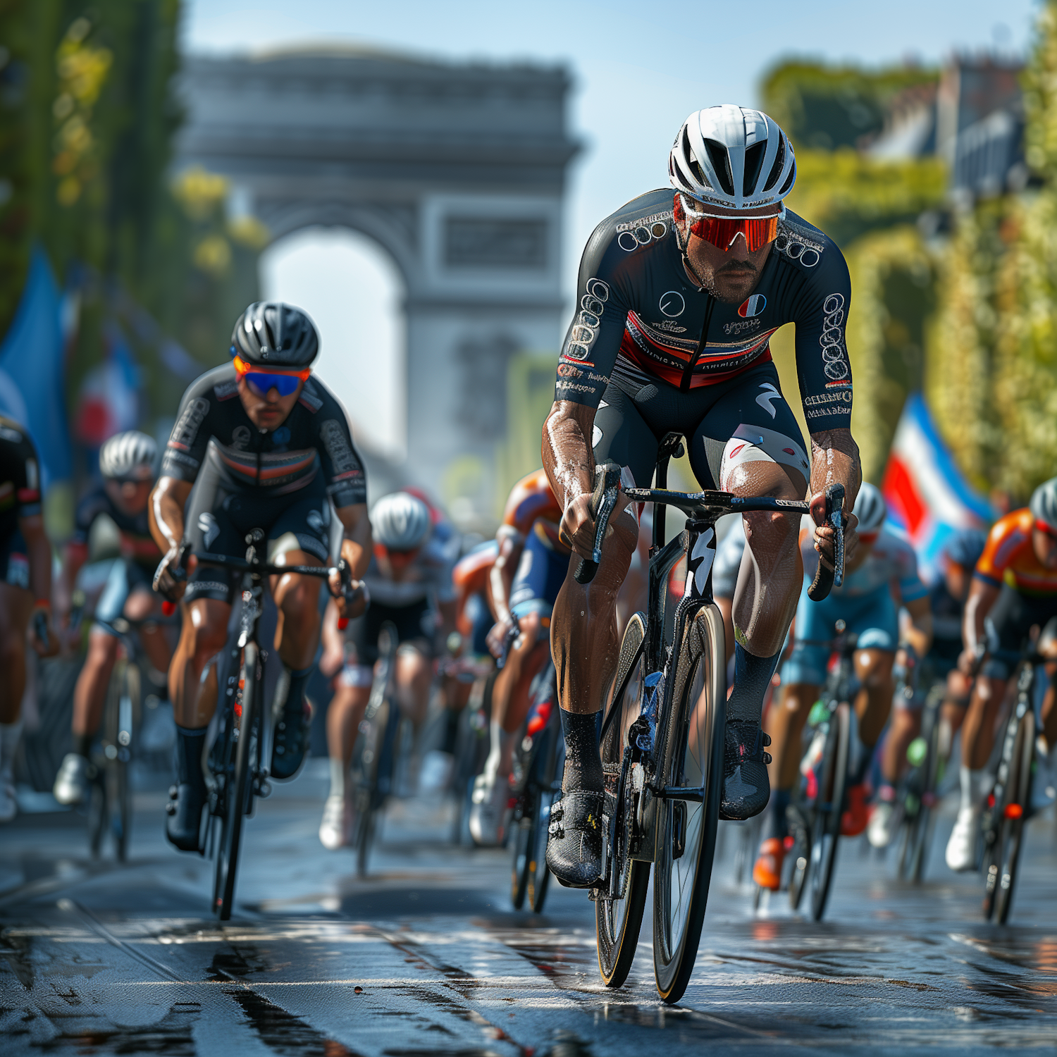 Leading Cyclist in Paris