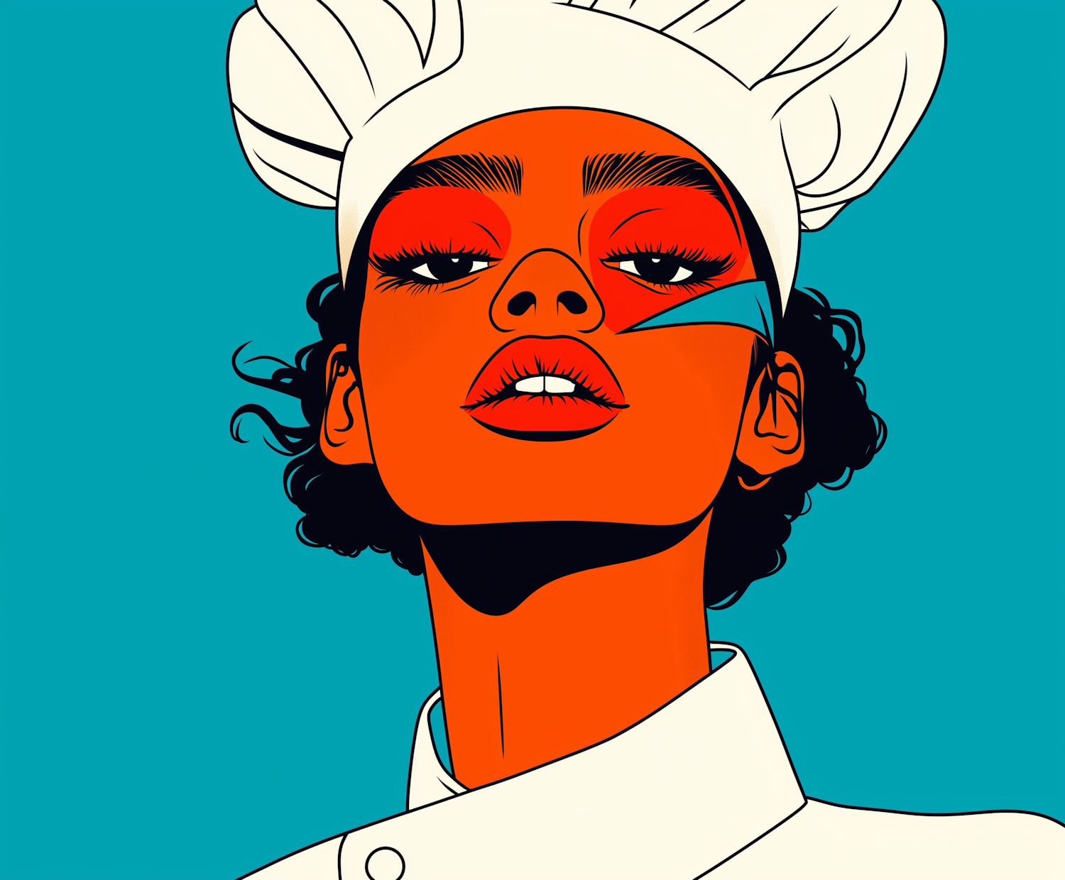 Digital Illustration of a Professional Female Chef