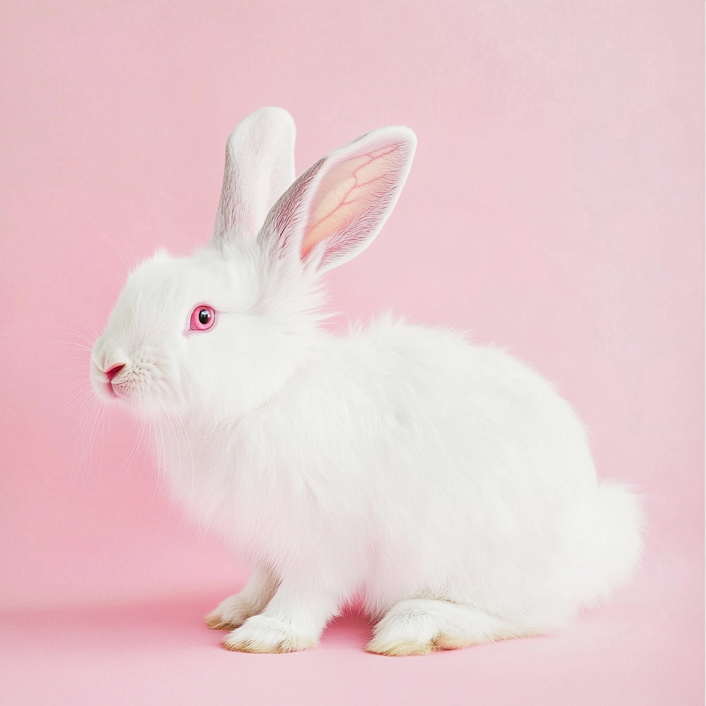 White Rabbit on Pink Background Photo on Lummi