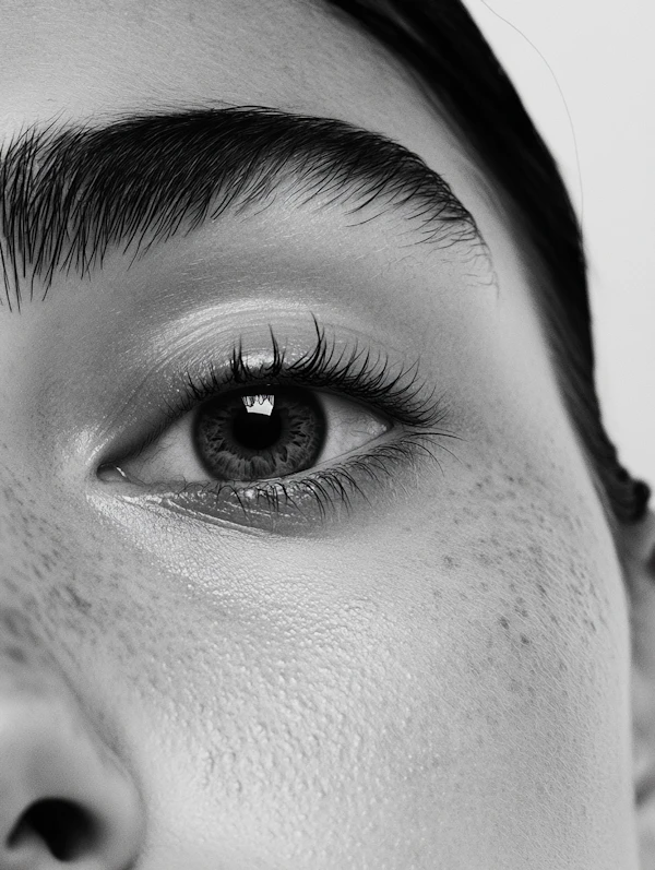 Black-and-White Eye Close-Up