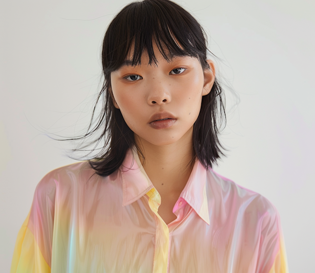 Portrait of a Young Asian Woman with Pastel Shirt