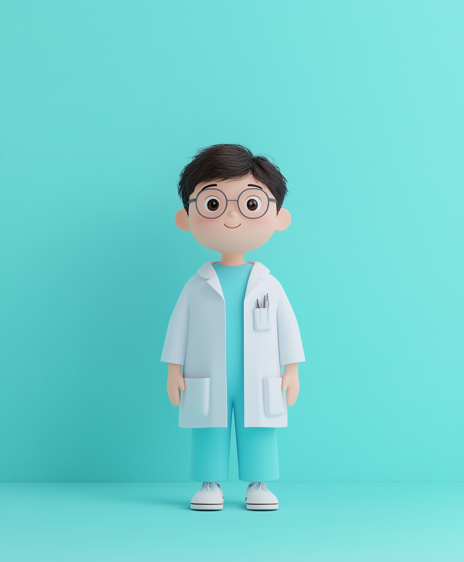 Cartoon Young Boy in Medical Attire