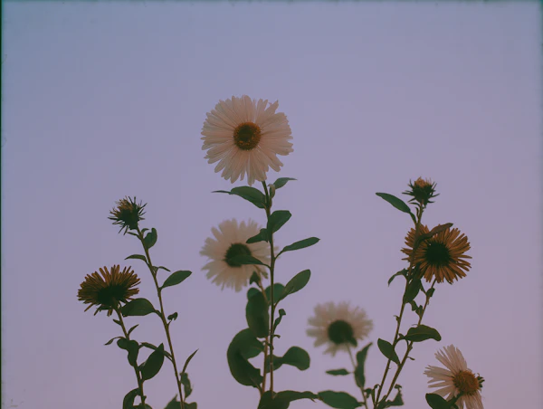 Aster Flowers at Sunset