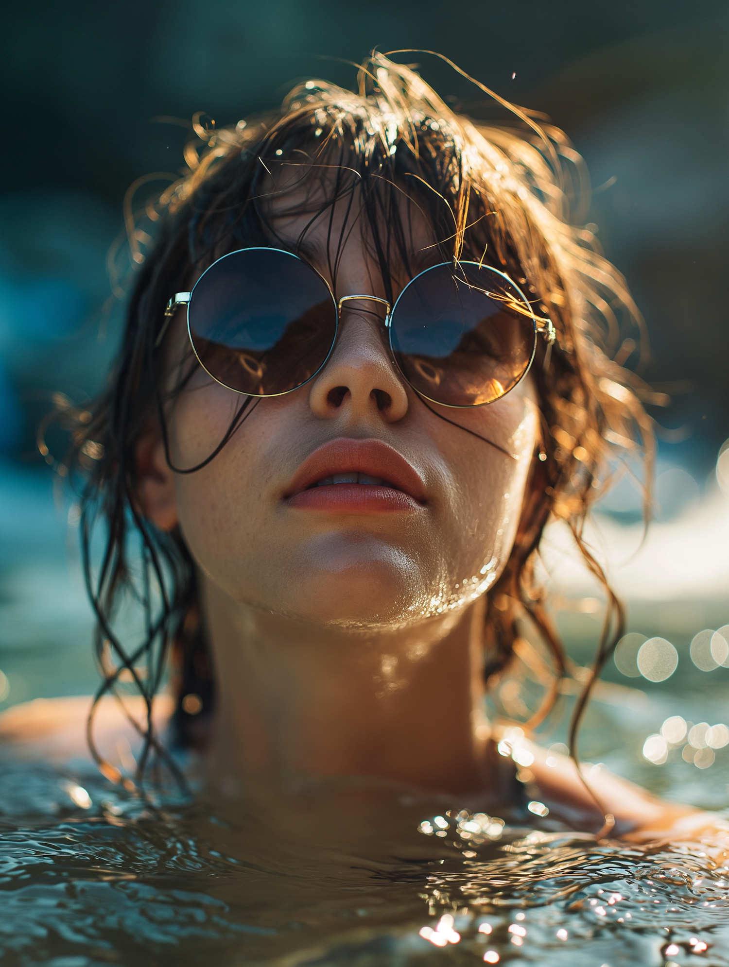 Sunlit Waterscape with Reflective Sunglasses