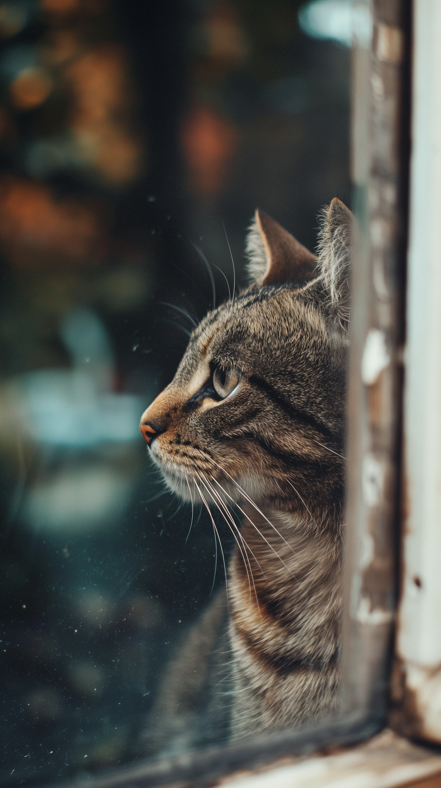 Contemplative Tabby Cat at Window