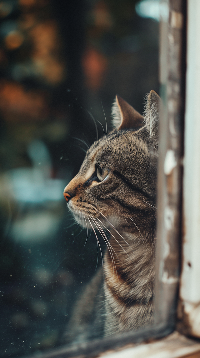 Contemplative Tabby Cat at Window