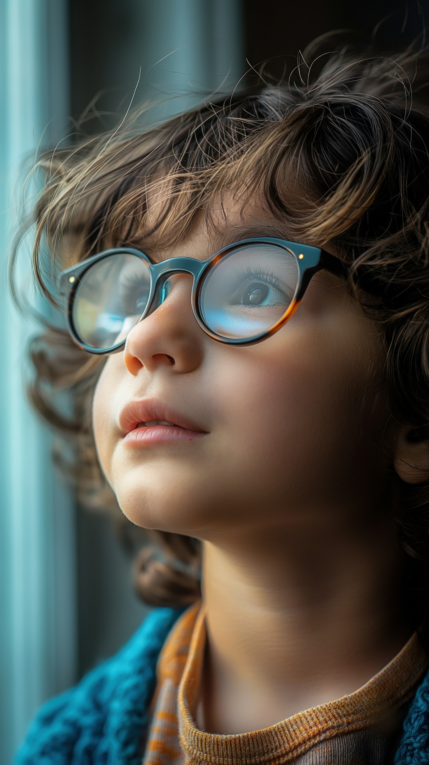 Child with Glasses in Wonder