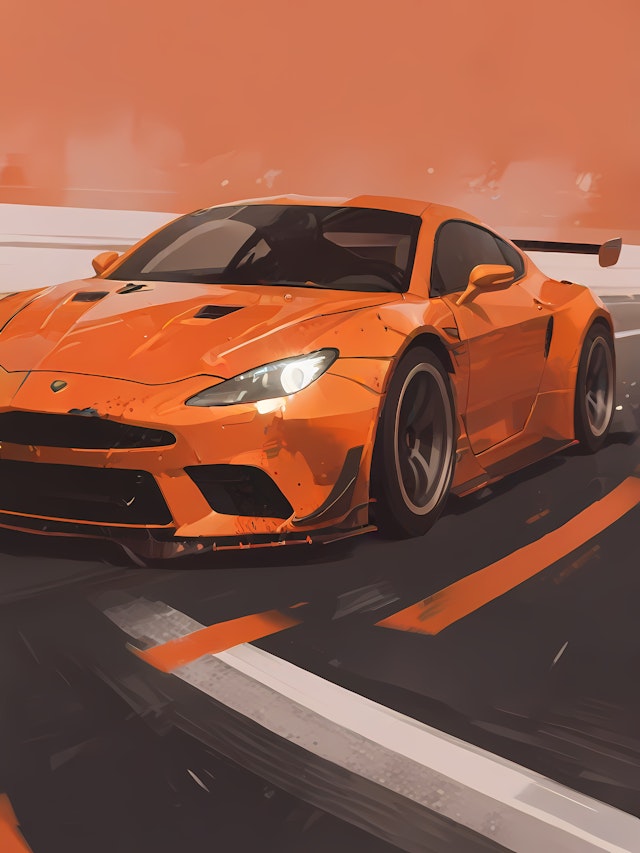 Orange Sports Car Racing