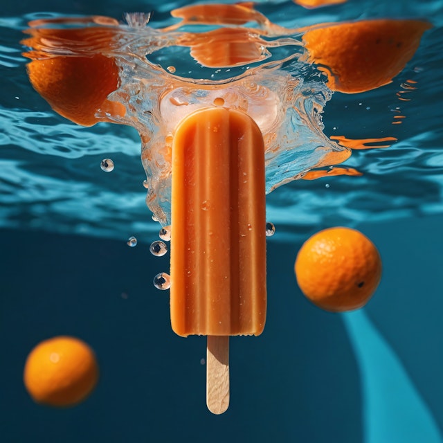 Vibrant Orange Popsicle in Water