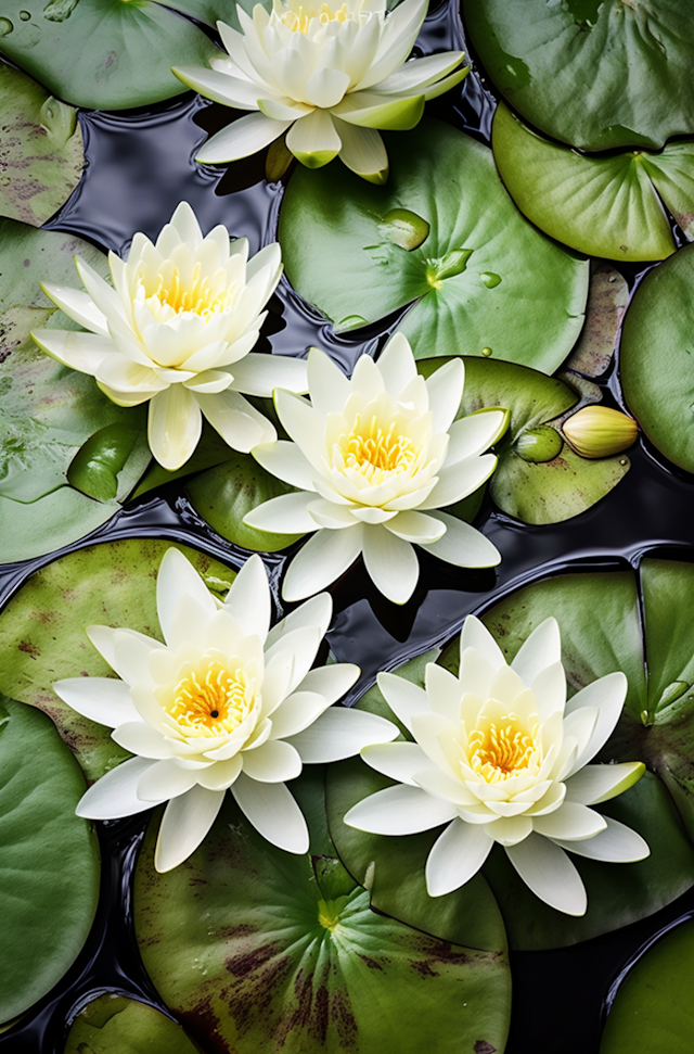 Tranquil Water Lilies on a Glassy Pond