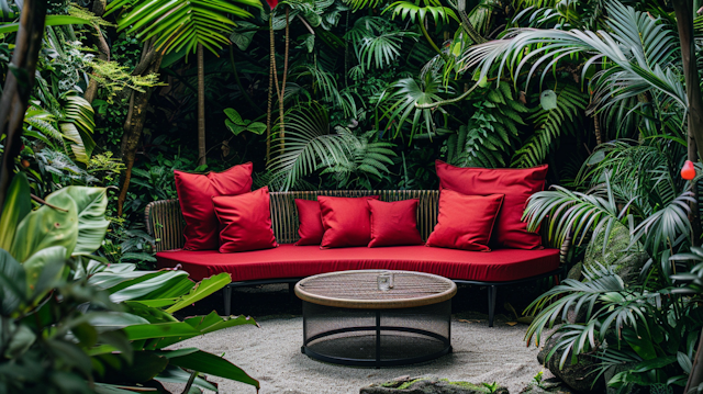 Outdoor Lounge in Lush Greenery