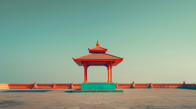 Traditional Open Pavilion with Tiered Roof