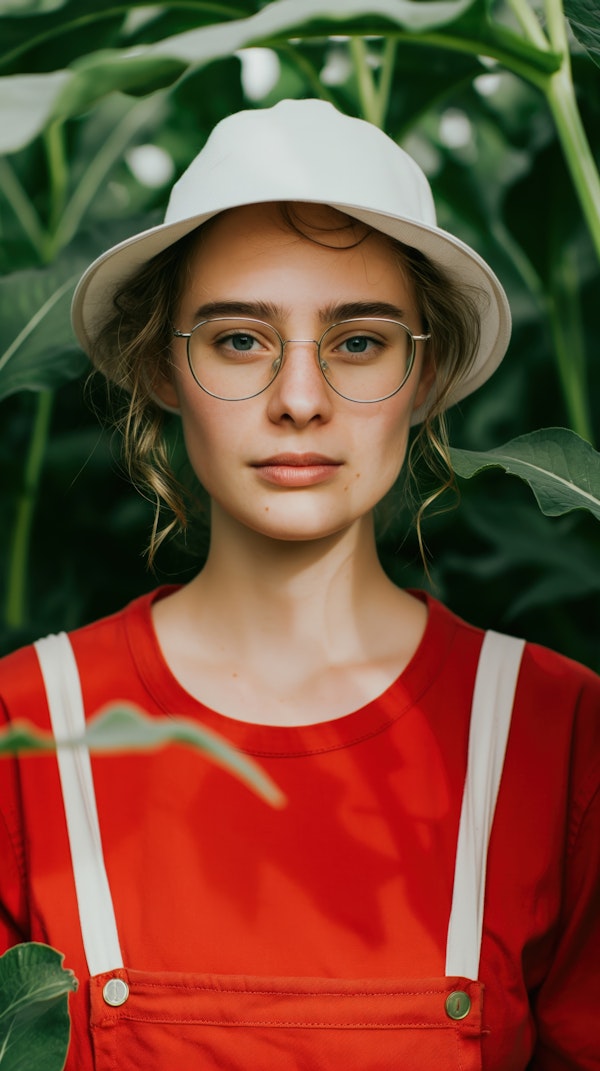 Young Person in Lush Green Foliage