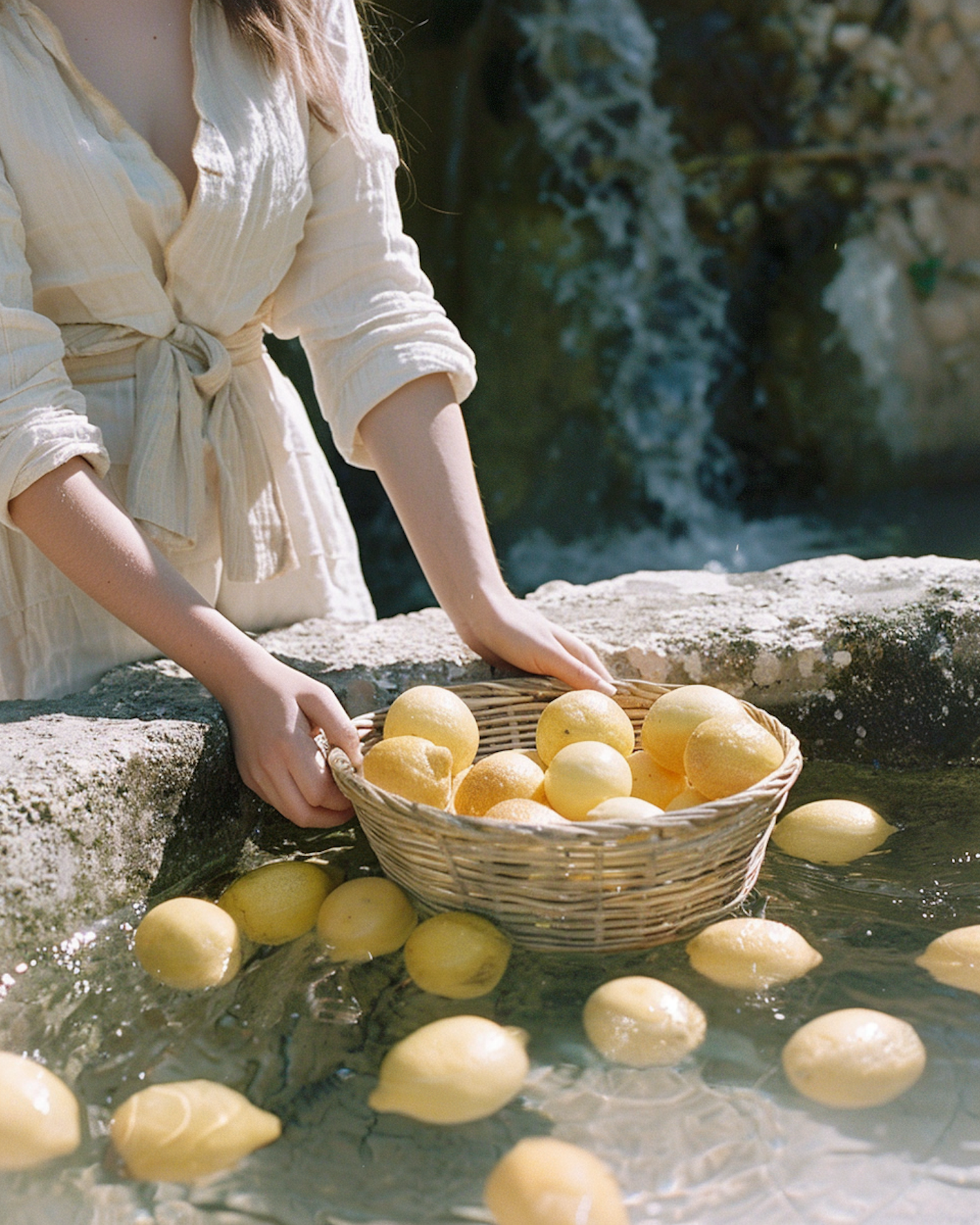 Person With Lemons by Water