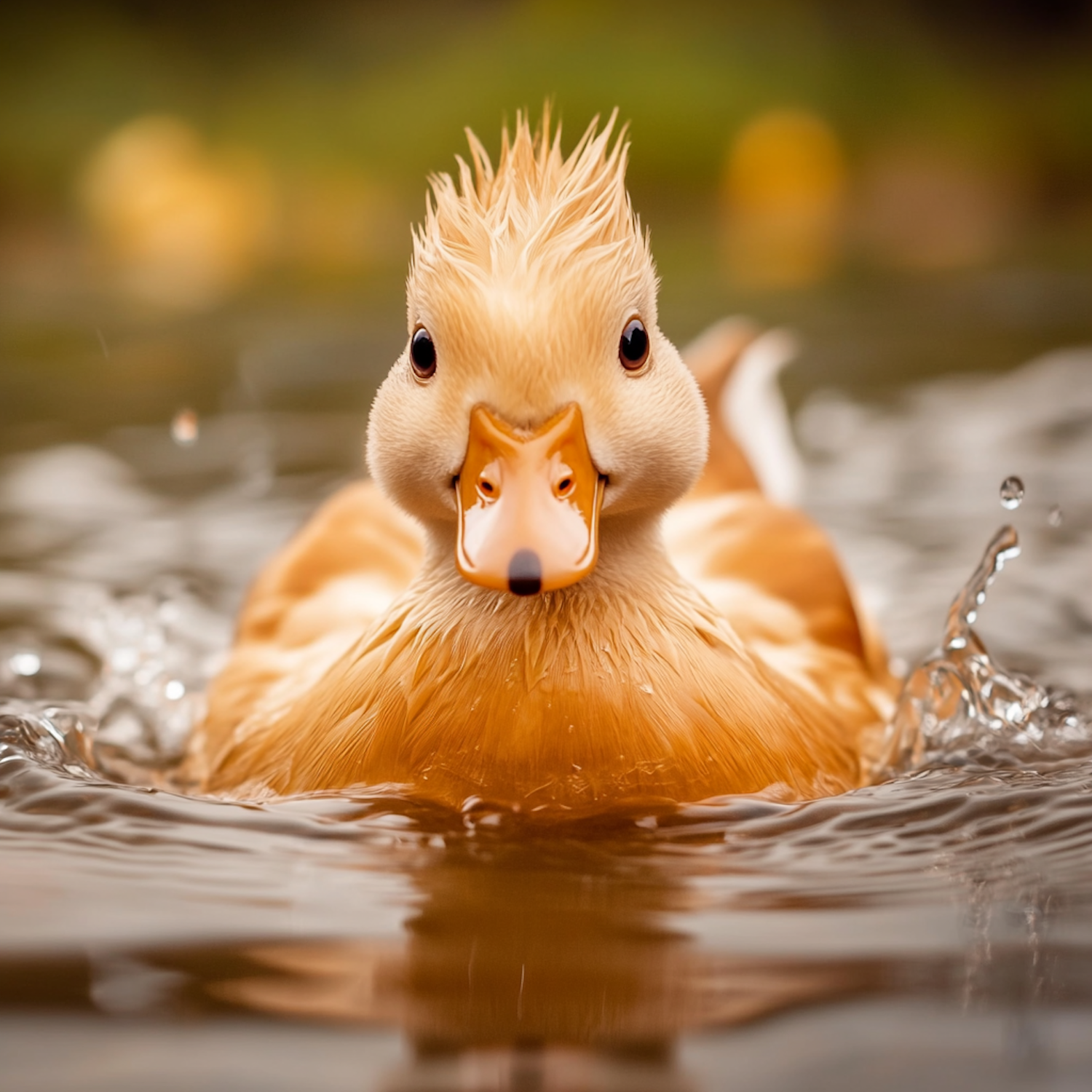 Duck Swimming Towards Viewer