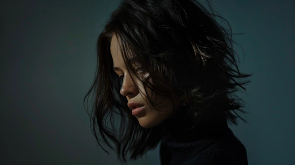 Moody Portrait with Dynamic Hair Movement